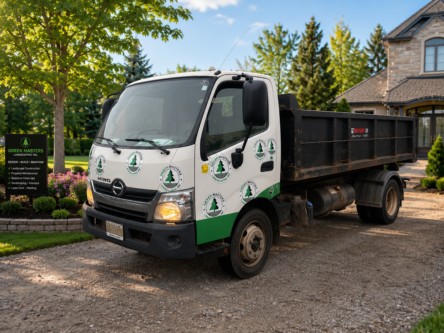 Vehicle wraps for landscaping companies on a Green Masters truck