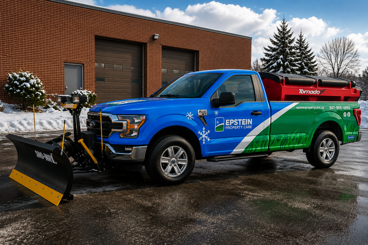 Snow removal truck wrap for winter service fleet branding